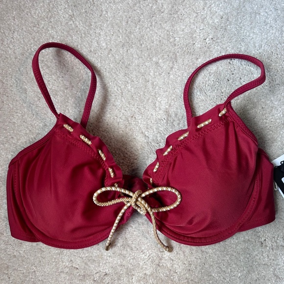NWT ViX Paula Hermanny Red Lace-Up Bikini Top – Sz. Large - Picture 1 of 9